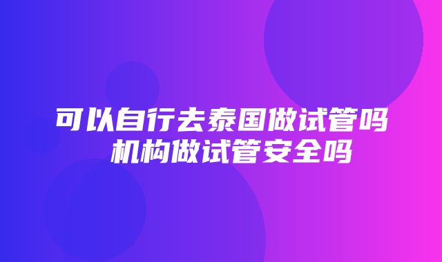 可以自行去泰国做试管吗 机构做试管安全吗