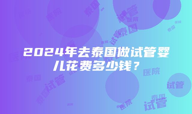 2024年去泰国做试管婴儿花费多少钱？