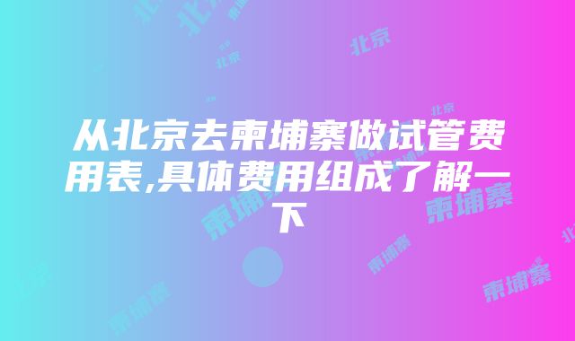 从北京去柬埔寨做试管费用表,具体费用组成了解一下