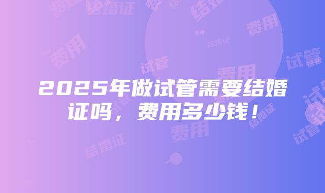 2025年做试管需要结婚证吗，费用多少钱！