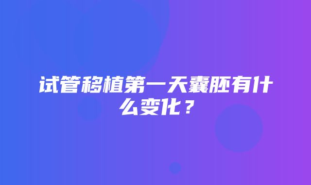 试管移植第一天囊胚有什么变化？