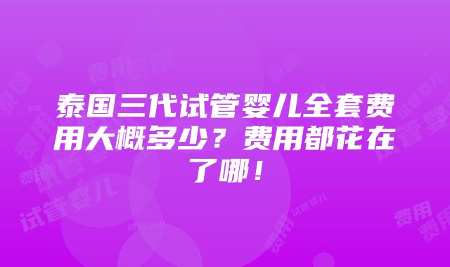 泰国三代试管婴儿全套费用大概多少？费用都花在了哪！