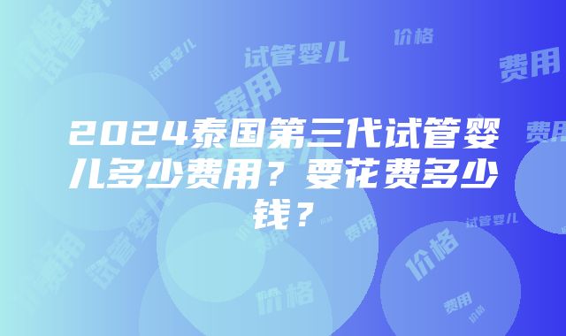 2024泰国第三代试管婴儿多少费用？要花费多少钱？