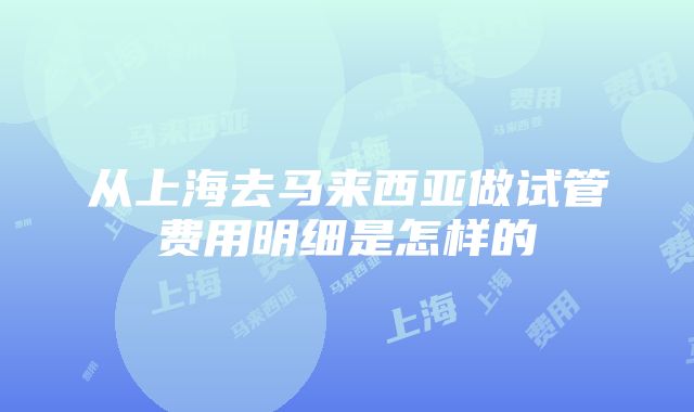 从上海去马来西亚做试管费用明细是怎样的