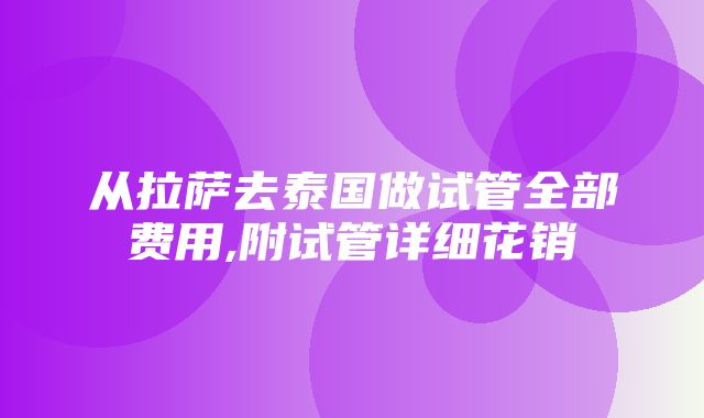 从拉萨去泰国做试管全部费用,附试管详细花销