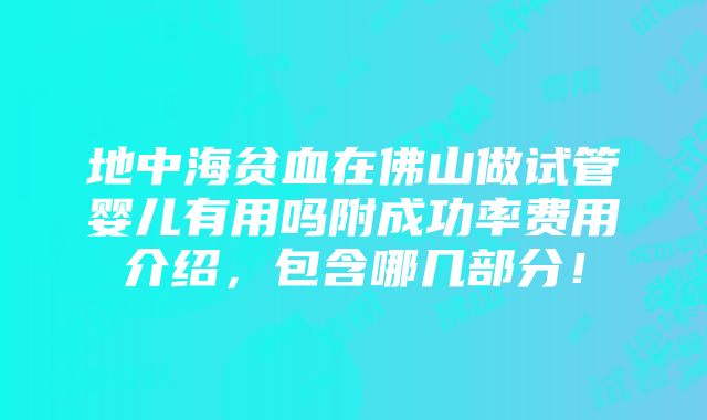 地中海贫血在佛山做试管婴儿有用吗附成功率费用介绍，包含哪几部分！