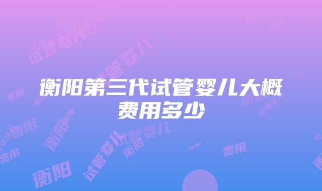 衡阳第三代试管婴儿大概费用多少