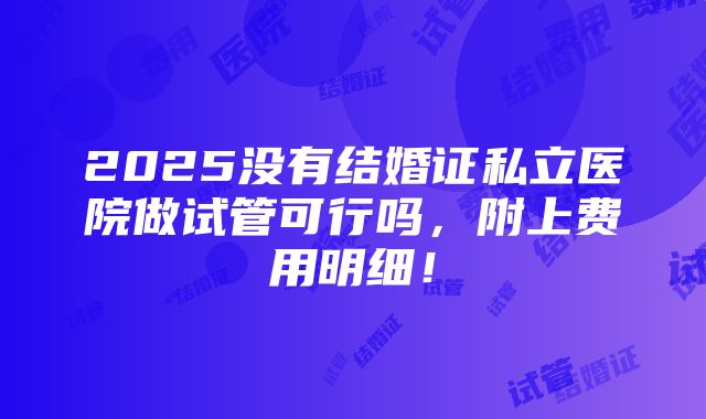 2025没有结婚证私立医院做试管可行吗，附上费用明细！