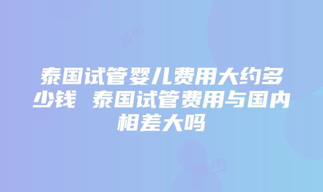 泰国试管婴儿费用大约多少钱 泰国试管费用与国内相差大吗