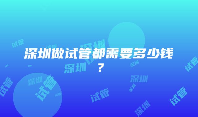 深圳做试管都需要多少钱？