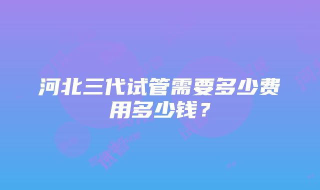 河北三代试管需要多少费用多少钱？