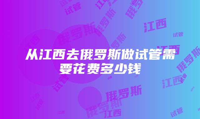 从江西去俄罗斯做试管需要花费多少钱