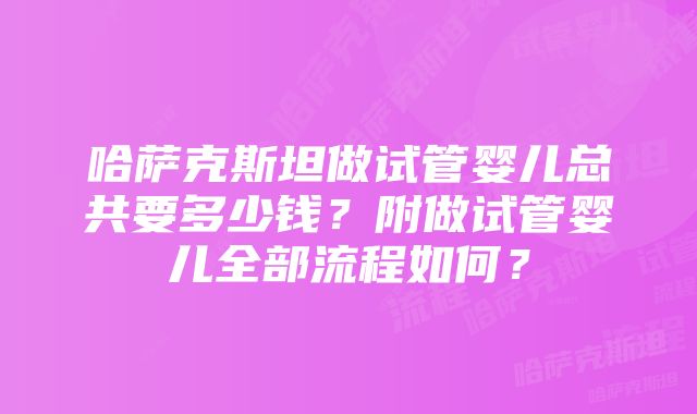 哈萨克斯坦做试管婴儿总共要多少钱？附做试管婴儿全部流程如何？