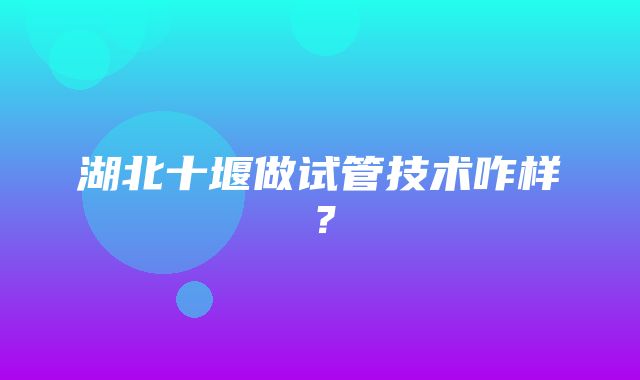 湖北十堰做试管技术咋样？