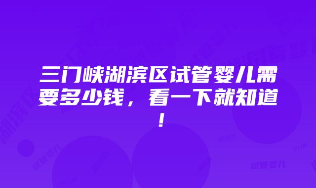 三门峡湖滨区试管婴儿需要多少钱，看一下就知道！