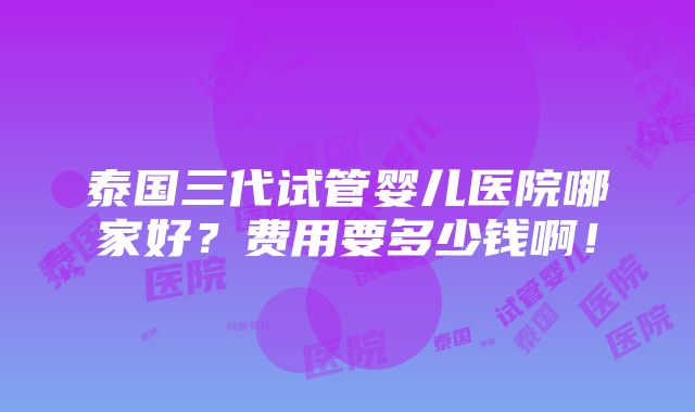 泰国三代试管婴儿医院哪家好？费用要多少钱啊！