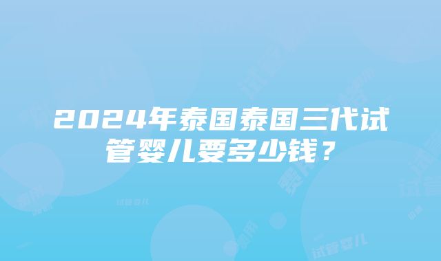 2024年泰国泰国三代试管婴儿要多少钱？