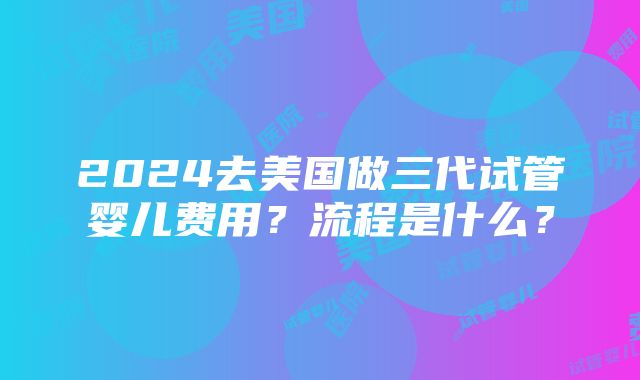 2024去美国做三代试管婴儿费用？流程是什么？