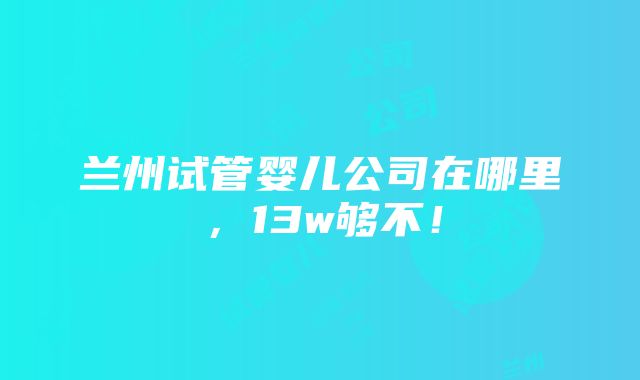 兰州试管婴儿公司在哪里，13w够不！