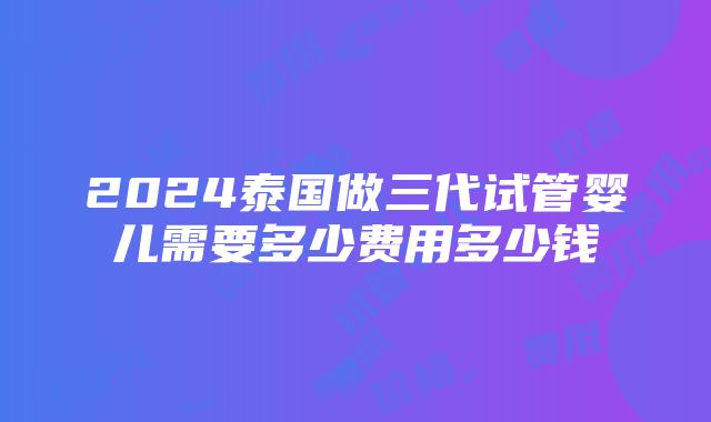 2024泰国做三代试管婴儿需要多少费用多少钱