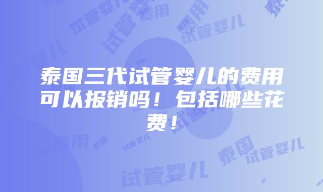 泰国三代试管婴儿的费用可以报销吗！包括哪些花费！