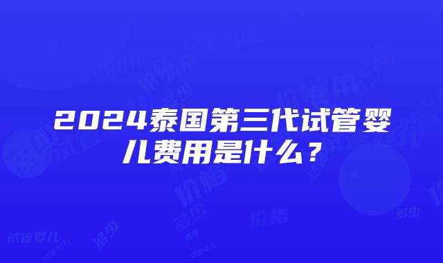 2024泰国第三代试管婴儿费用是什么？