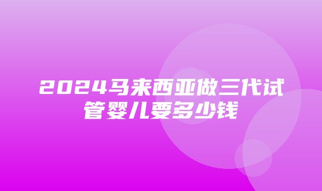 2024马来西亚做三代试管婴儿要多少钱