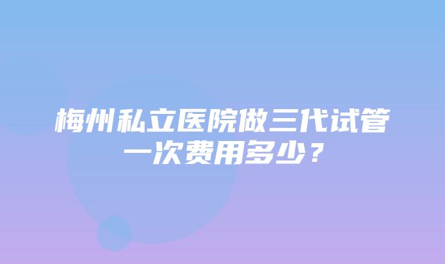 梅州私立医院做三代试管一次费用多少？