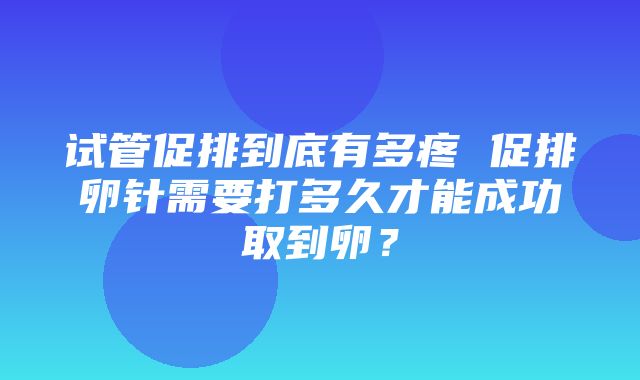 试管促排到底有多疼 促排卵针需要打多久才能成功取到卵？