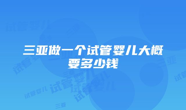 三亚做一个试管婴儿大概要多少钱