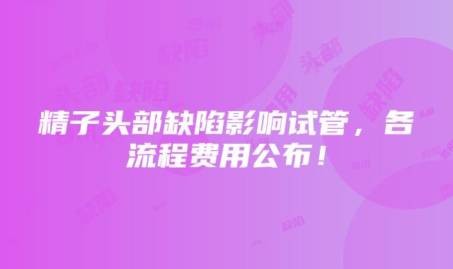 精子头部缺陷影响试管，各流程费用公布！