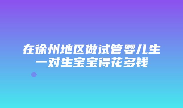 在徐州地区做试管婴儿生一对生宝宝得花多钱