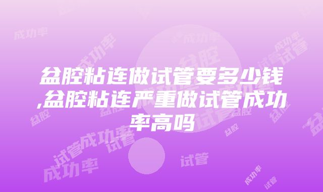 盆腔粘连做试管要多少钱,盆腔粘连严重做试管成功率高吗