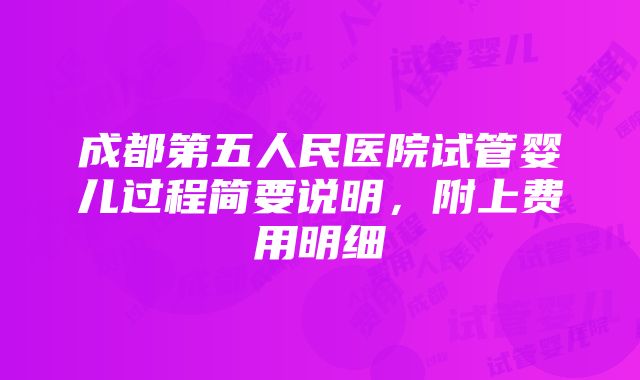 成都第五人民医院试管婴儿过程简要说明，附上费用明细