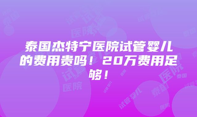 泰国杰特宁医院试管婴儿的费用贵吗！20万费用足够！