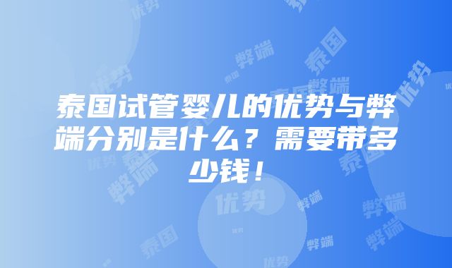 泰国试管婴儿的优势与弊端分别是什么？需要带多少钱！