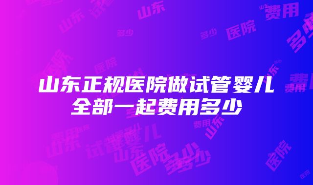 山东正规医院做试管婴儿全部一起费用多少