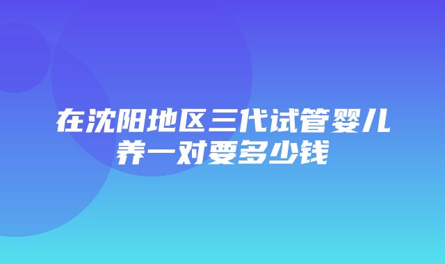 在沈阳地区三代试管婴儿养一对要多少钱