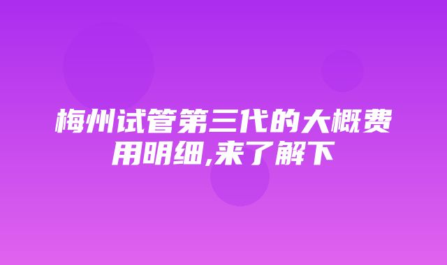 梅州试管第三代的大概费用明细,来了解下