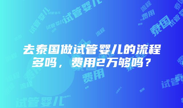 去泰国做试管婴儿的流程多吗，费用2万够吗？