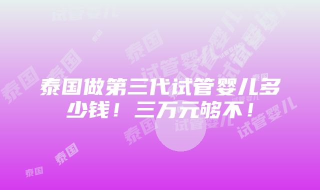 泰国做第三代试管婴儿多少钱！三万元够不！