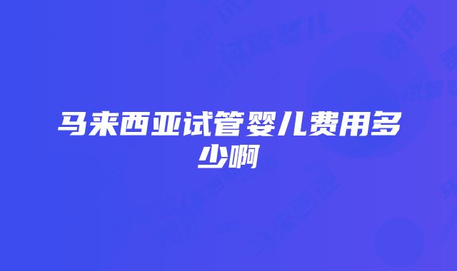 马来西亚试管婴儿费用多少啊