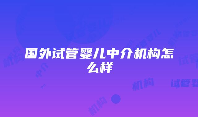 国外试管婴儿中介机构怎么样