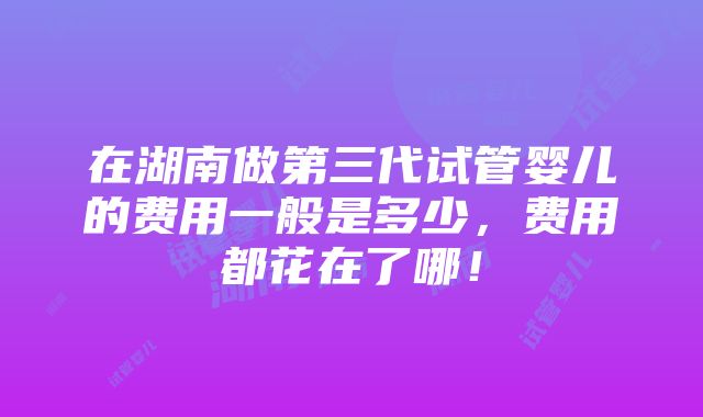 在湖南做第三代试管婴儿的费用一般是多少，费用都花在了哪！