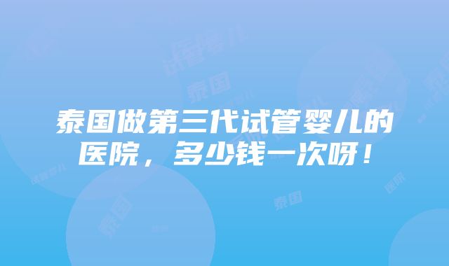 泰国做第三代试管婴儿的医院，多少钱一次呀！