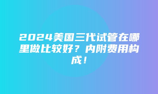 2024美国三代试管在哪里做比较好？内附费用构成！