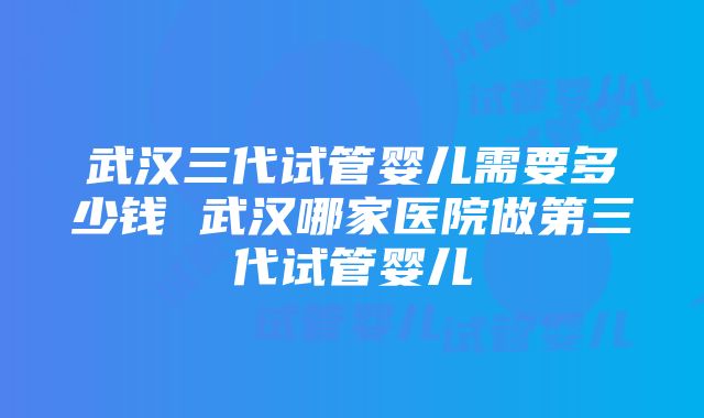 武汉三代试管婴儿需要多少钱 武汉哪家医院做第三代试管婴儿