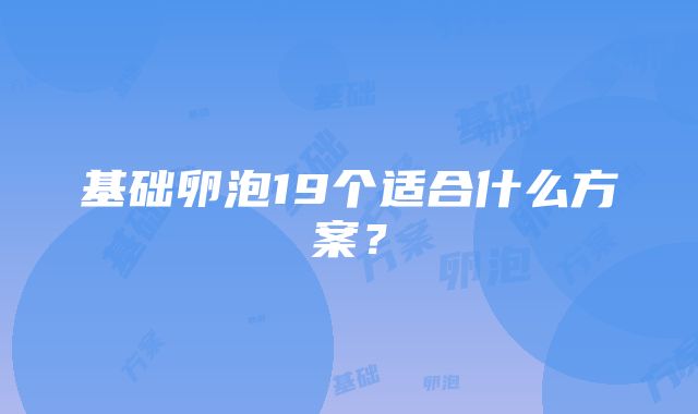 基础卵泡19个适合什么方案？