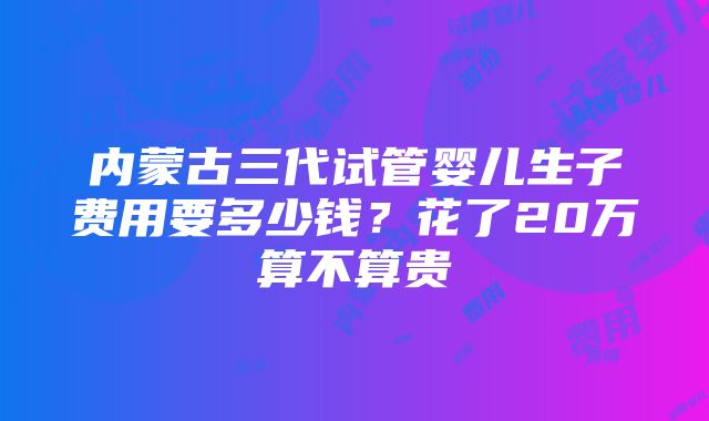 内蒙古三代试管婴儿生子费用要多少钱？花了20万算不算贵