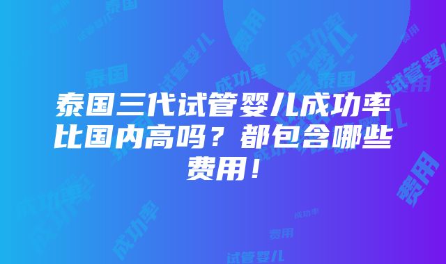 泰国三代试管婴儿成功率比国内高吗？都包含哪些费用！